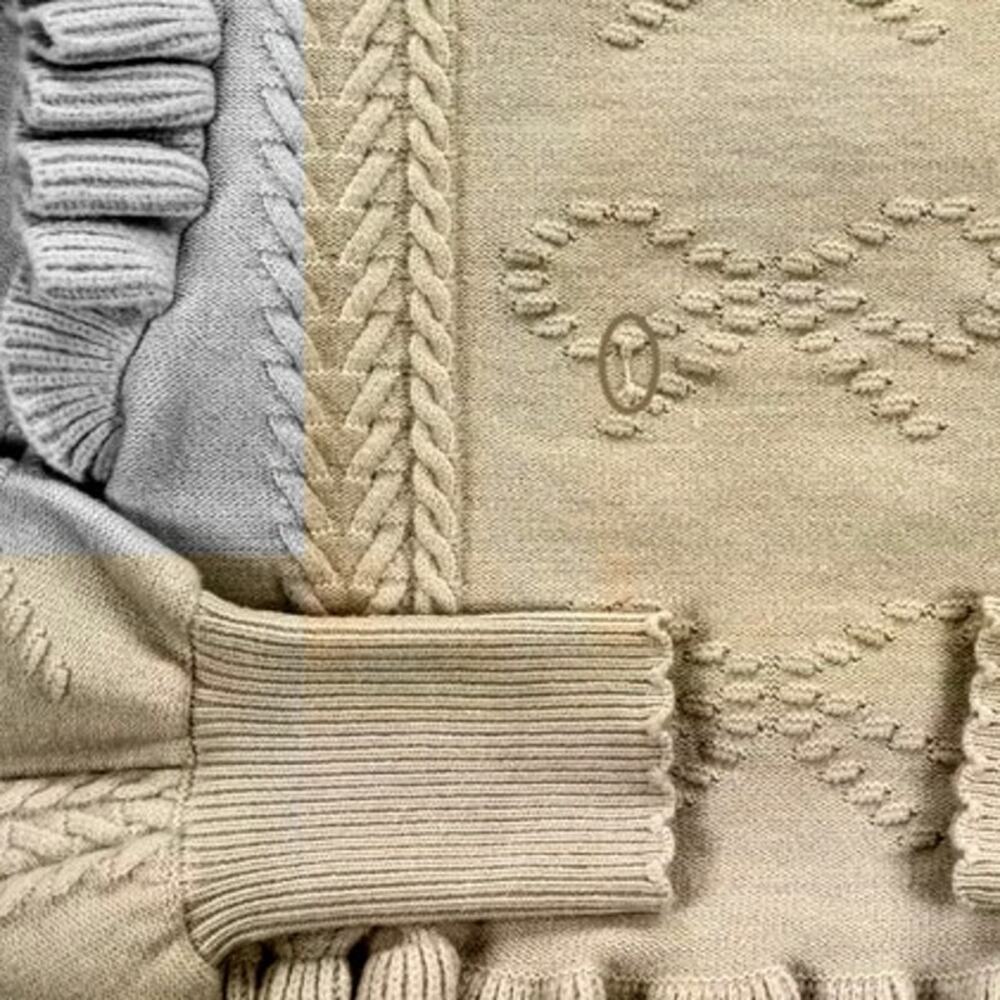 MABLE Autumn Bow Cable Knit Ruffle Matching Set - Picture 7 of 12